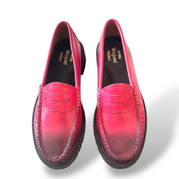 G.H. Bass Whitney Candy Lug Sole Weejun Penny Loafers Bright Pink Ombre Sz 5.5 - Picture 11 of 13